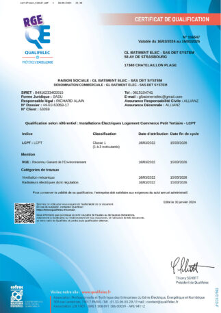 Certificat RGE VENTILATION + RADIATEUR 2024 2025